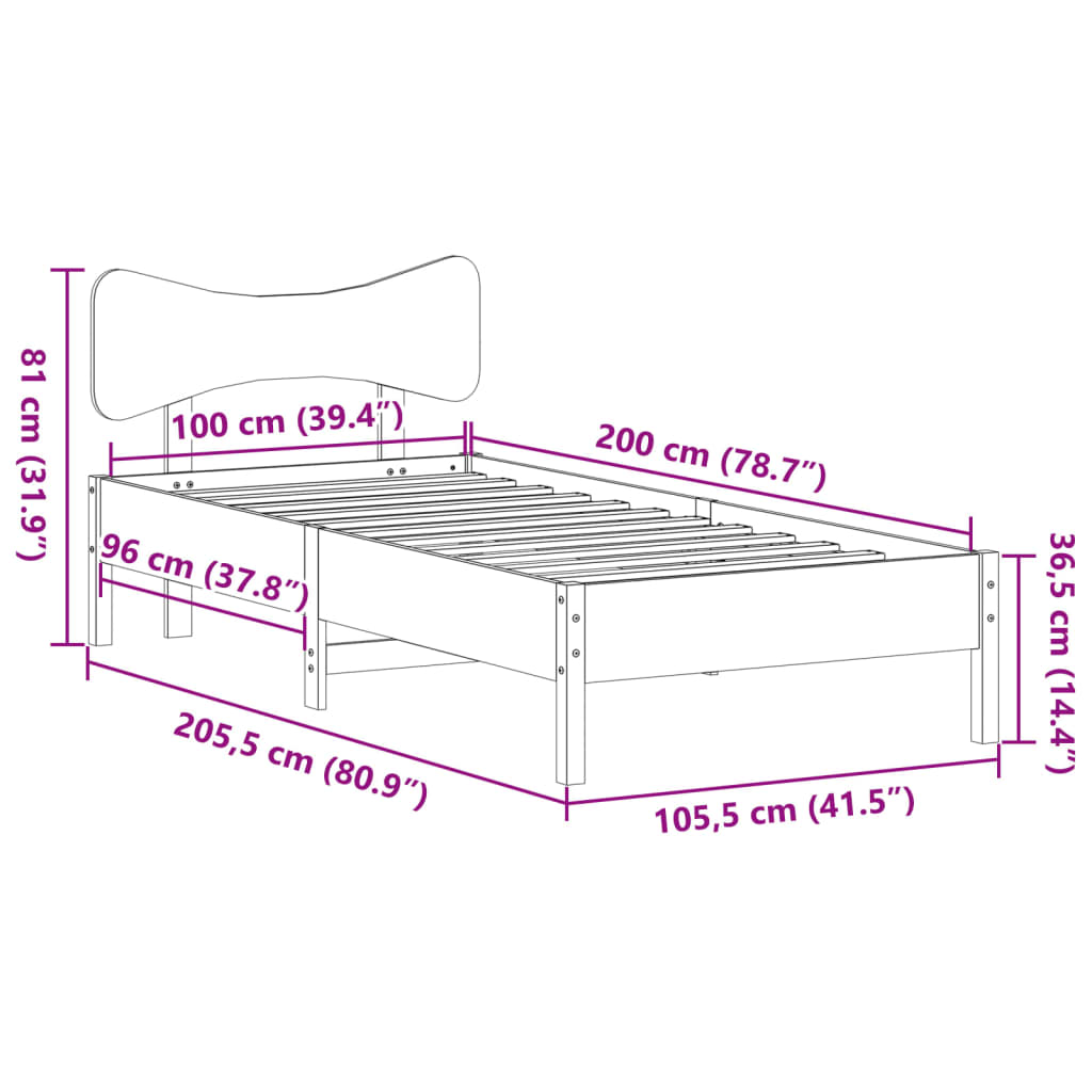 sengeramme uden madras 100x200 cm massivt fyrretræ gyldenbrun