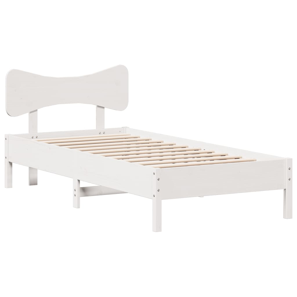 sengeramme uden madras 90x200 cm massivt fyrretræ hvid