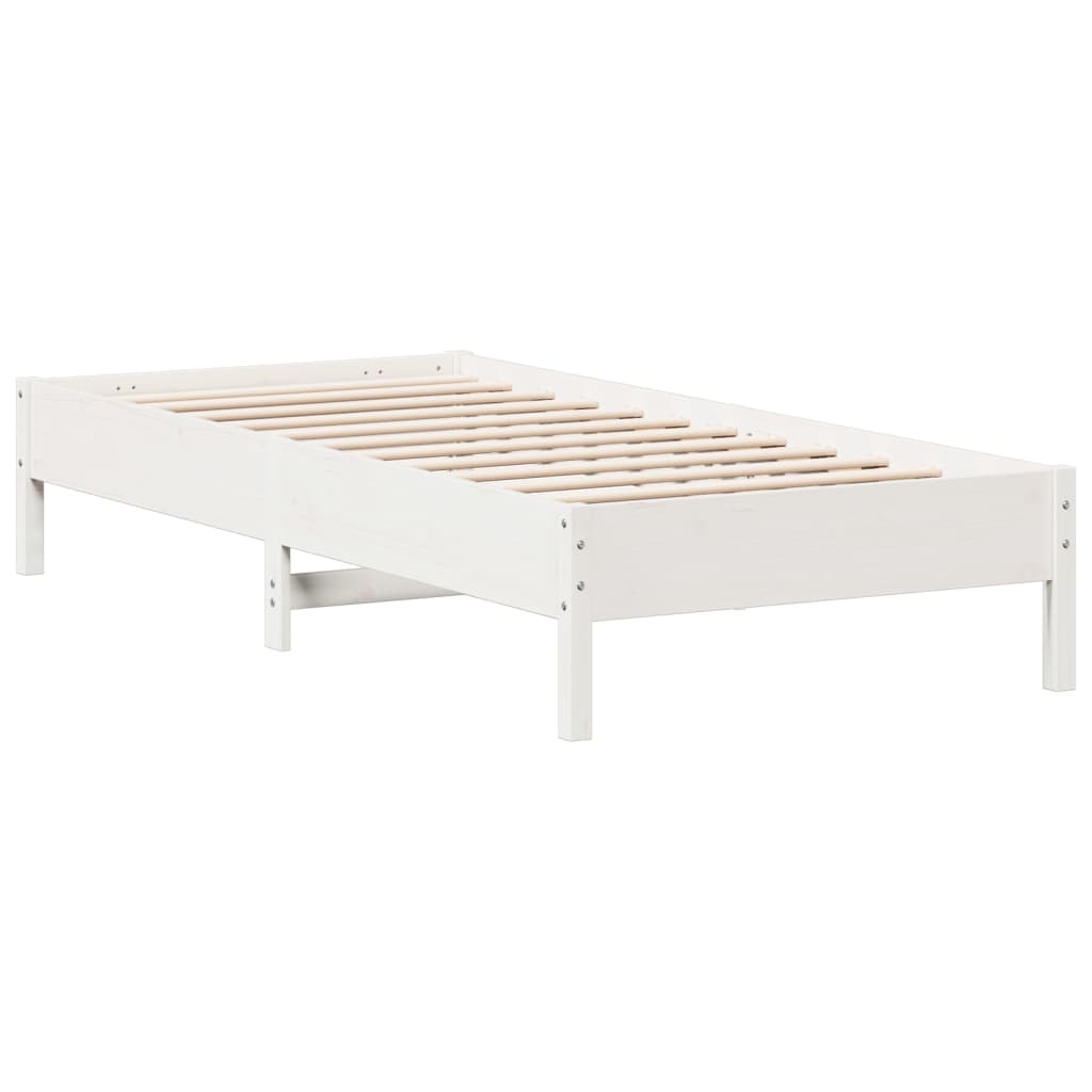 sengeramme uden madras 90x200 cm massivt fyrretræ hvid