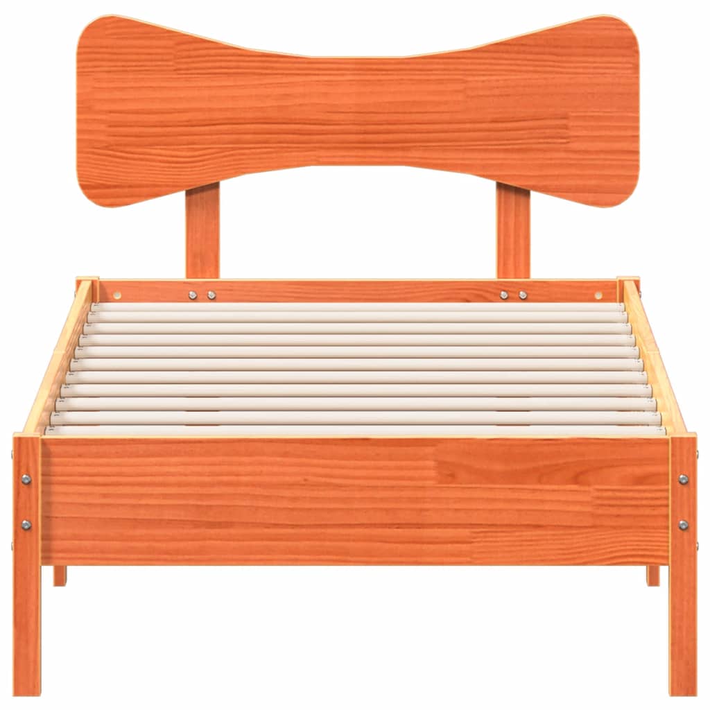 sengeramme uden madras 90x200 cm massivt fyrretræ gyldenbrun
