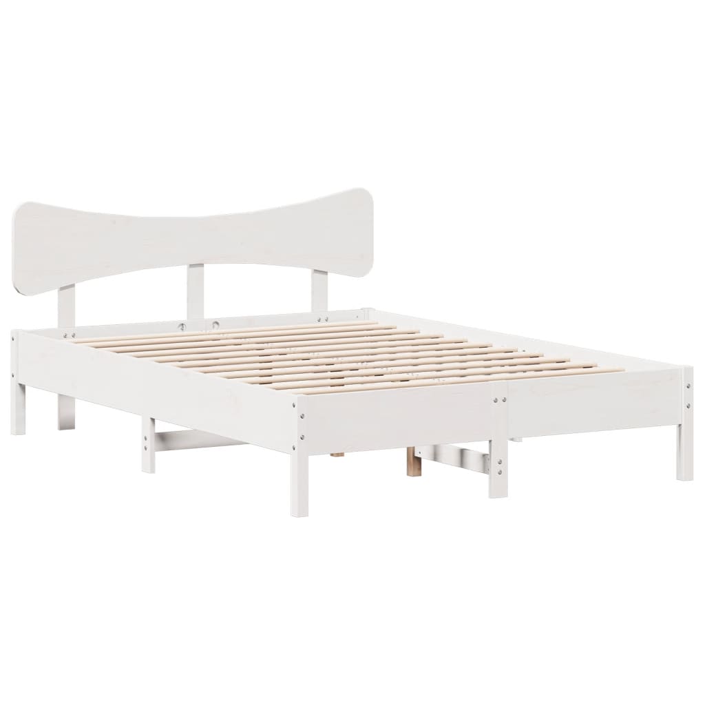 sengeramme uden madras 140x190 cm massivt fyrretræ hvid
