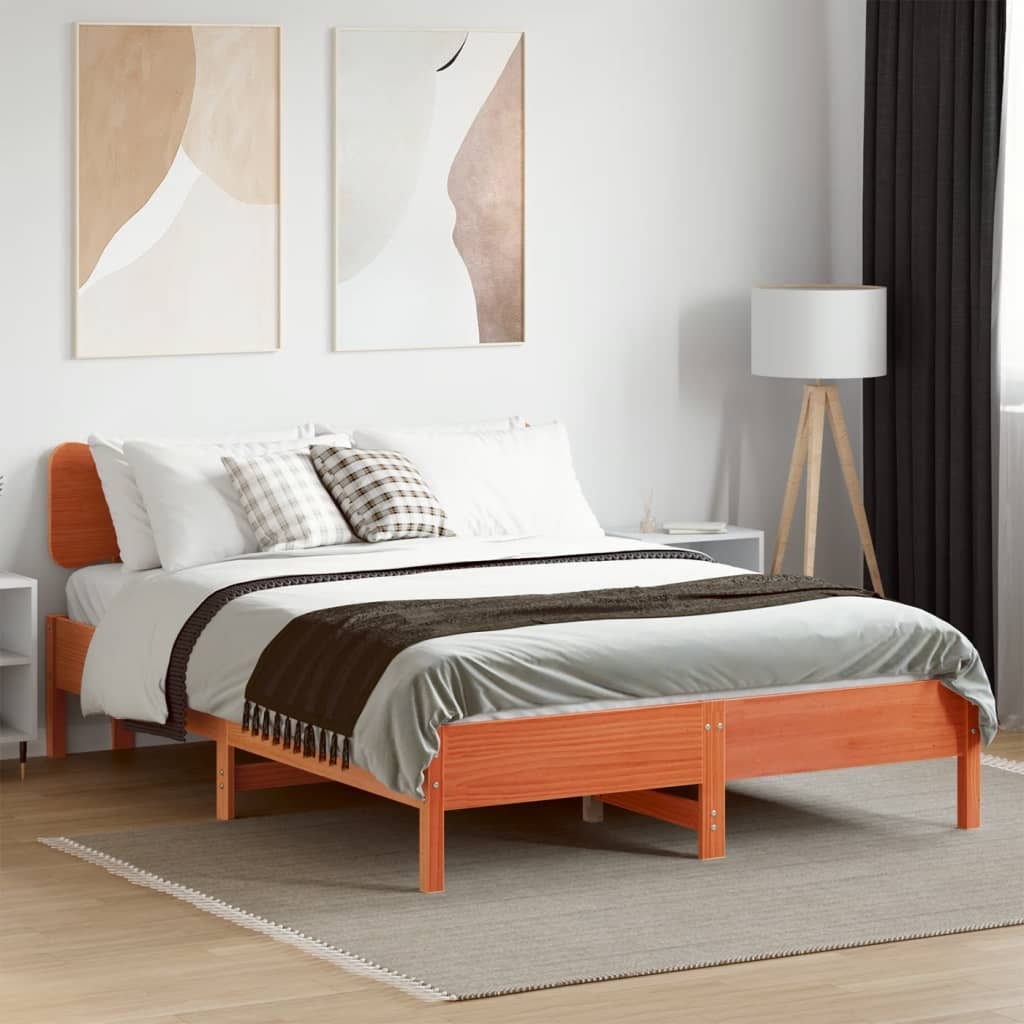 sengeramme uden madras 140x190 cm massivt fyrretræ gyldenbrun