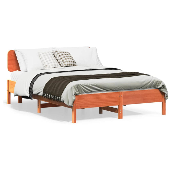 sengeramme uden madras 140x190 cm massivt fyrretræ gyldenbrun