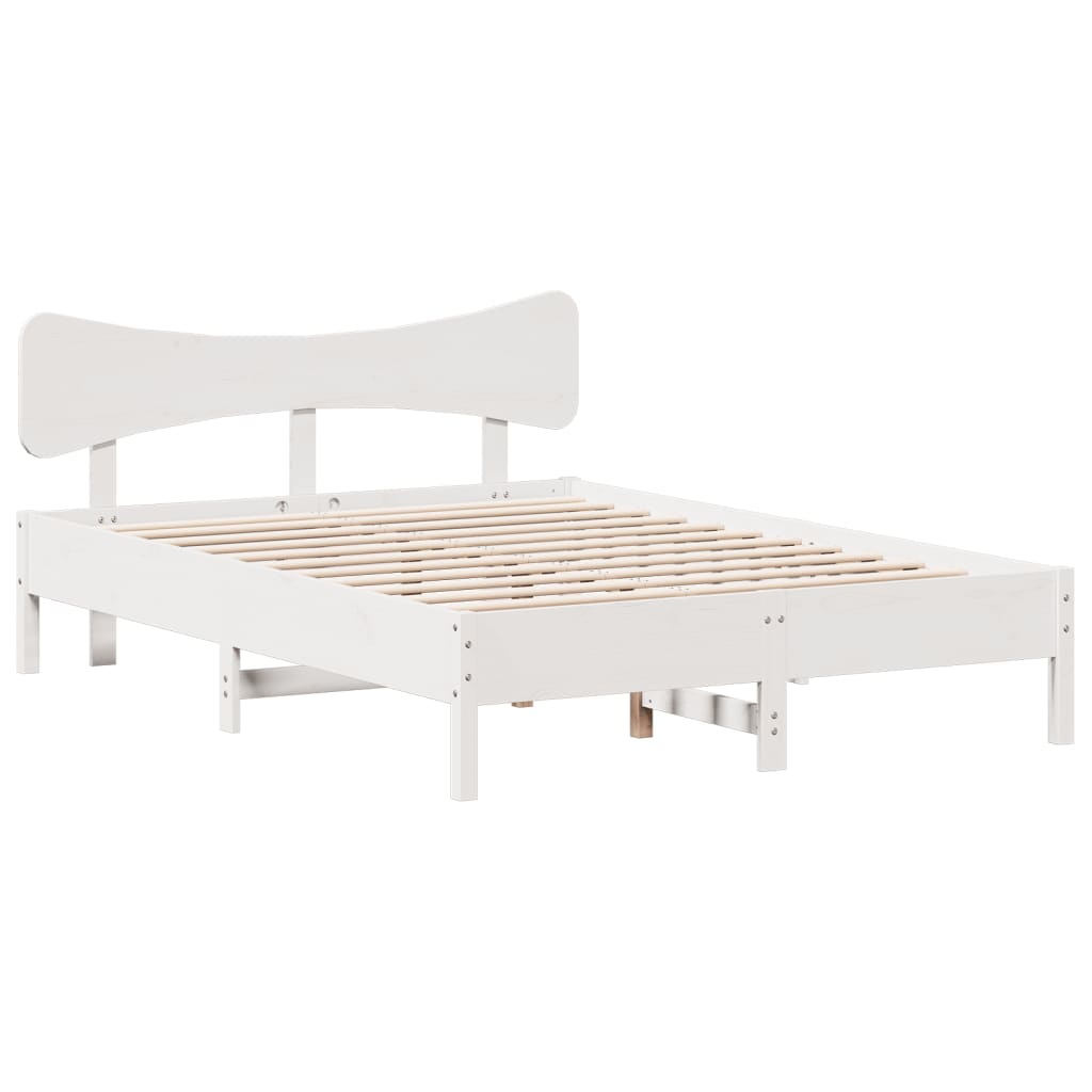 sengeramme uden madras 135x190 cm massivt fyrretræ hvid