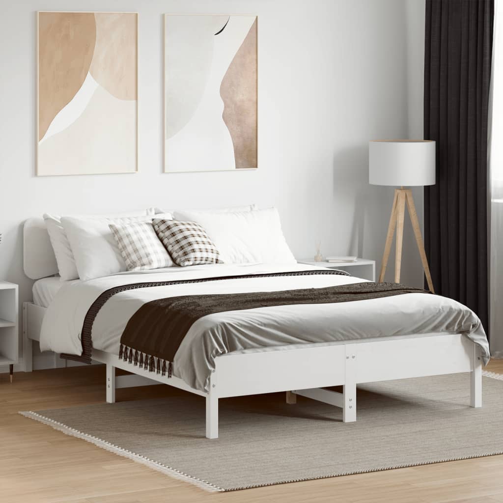sengeramme uden madras 135x190 cm massivt fyrretræ hvid