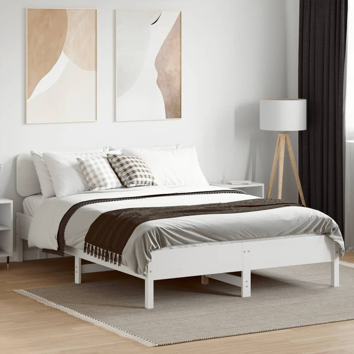 sengeramme uden madras 135x190 cm massivt fyrretræ hvid