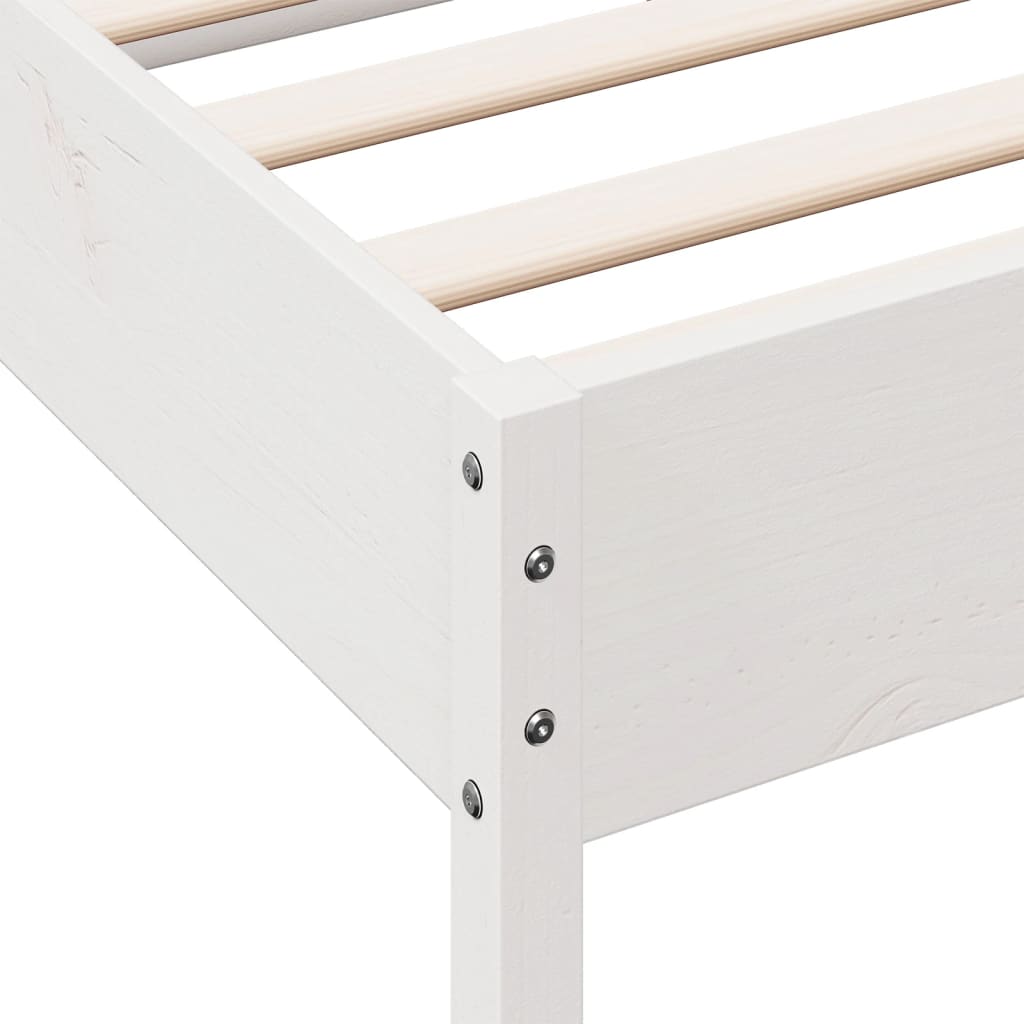 sengeramme uden madras 135x190 cm massivt fyrretræ hvid