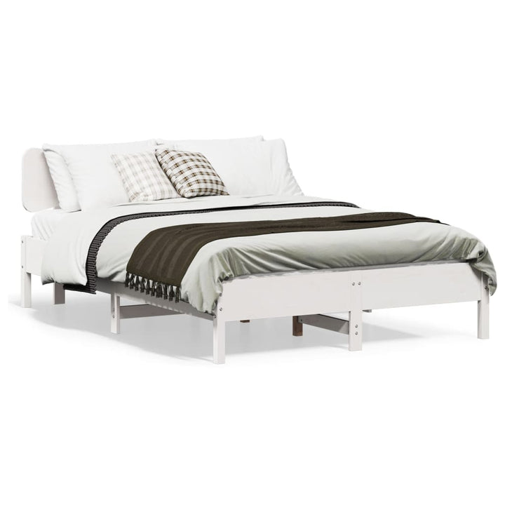 sengeramme uden madras 135x190 cm massivt fyrretræ hvid