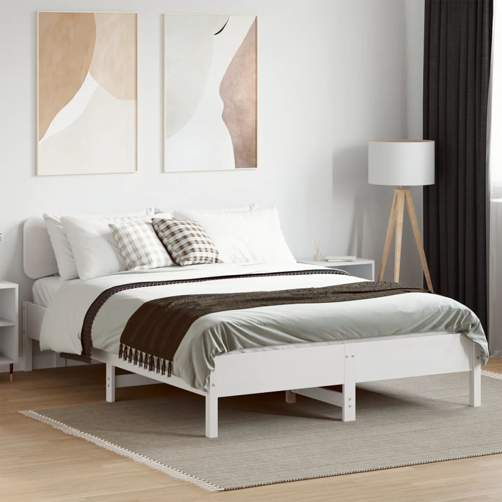sengeramme uden madras 120x190 cm massivt fyrretræ hvid