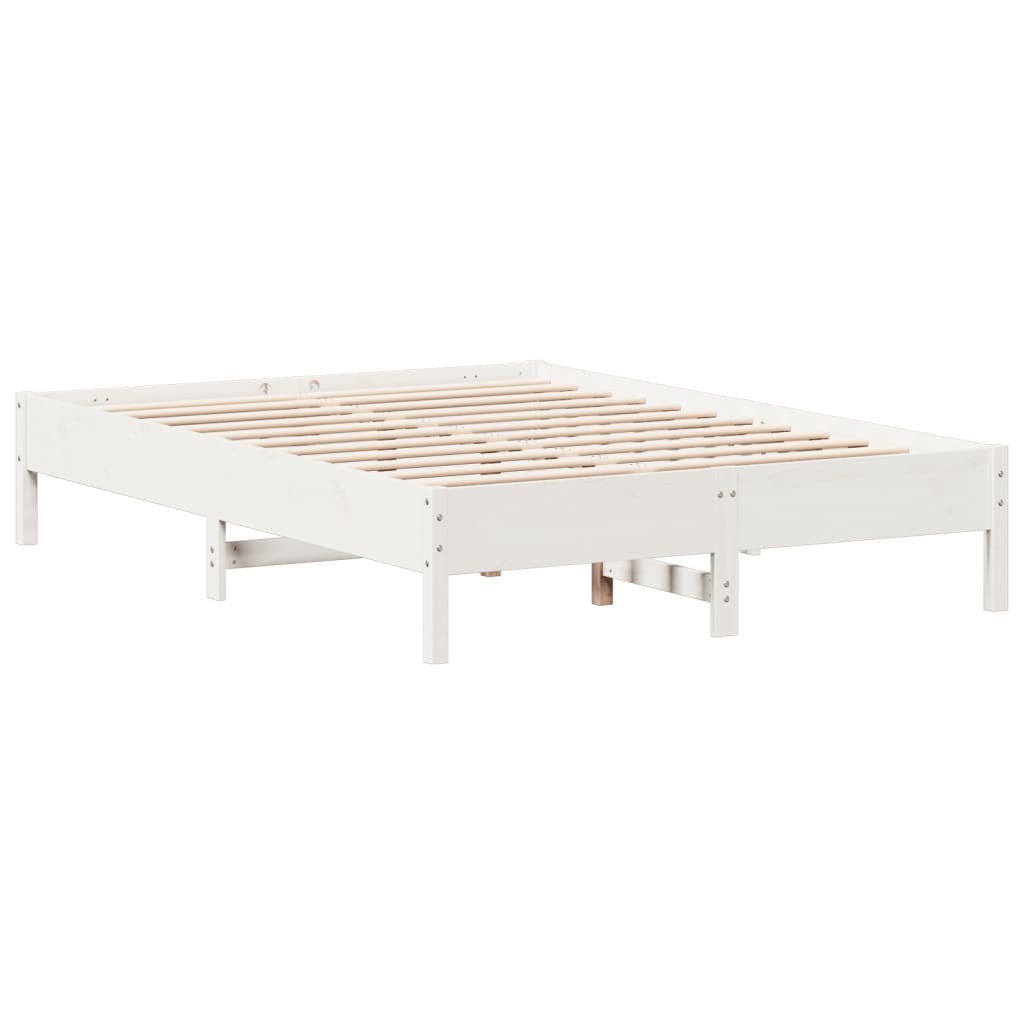 sengeramme uden madras 120x190 cm massivt fyrretræ hvid
