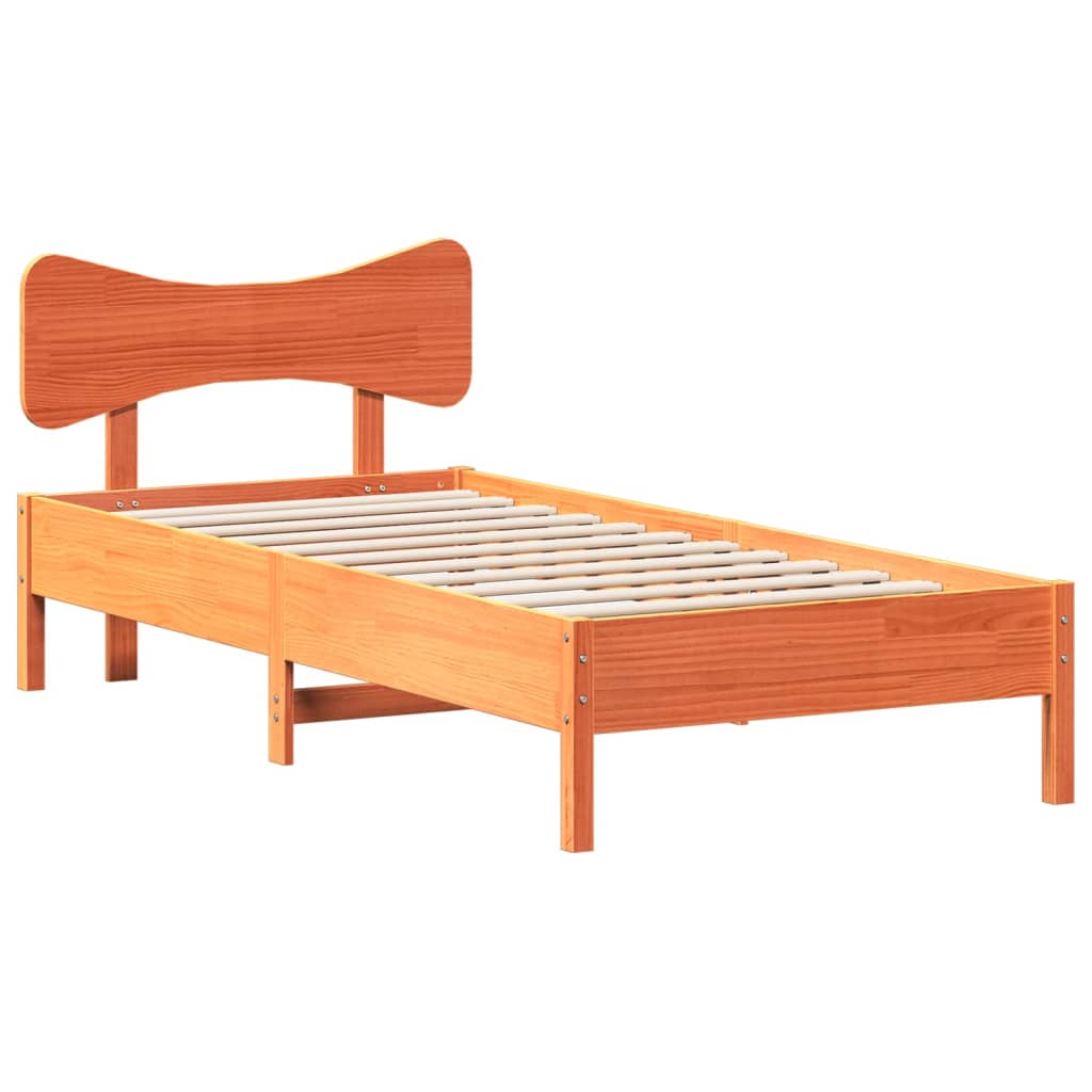 sengeramme uden madras 90x190 cm massivt fyrretræ gyldenbrun