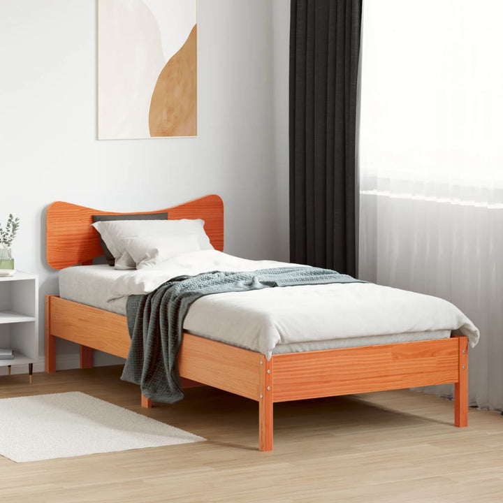 sengeramme uden madras 90x190 cm massivt fyrretræ gyldenbrun