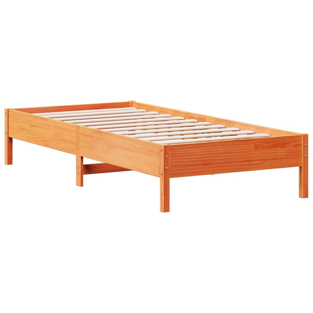 sengeramme uden madras 90x190 cm massivt fyrretræ gyldenbrun