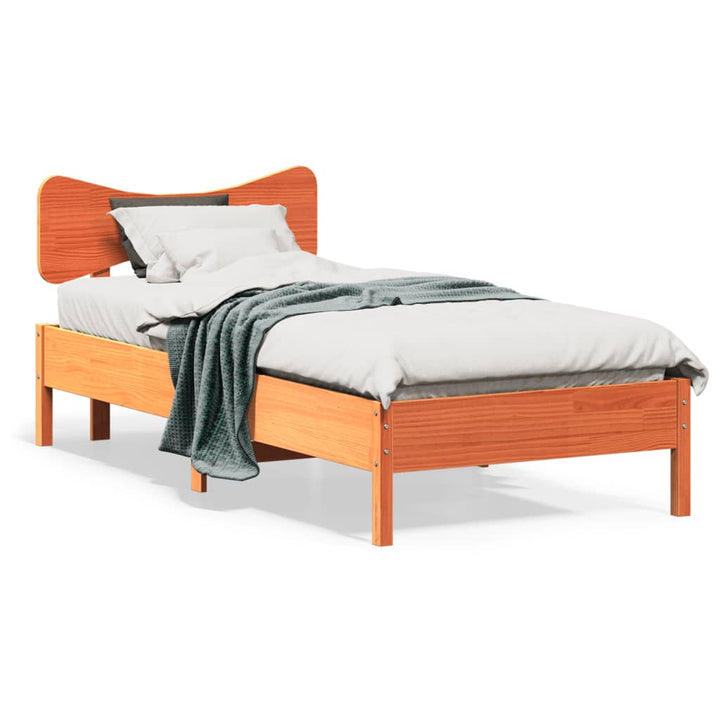 sengeramme uden madras 90x190 cm massivt fyrretræ gyldenbrun
