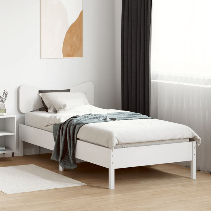 sengeramme uden madras 75x190 cm massivt fyrretræ hvid