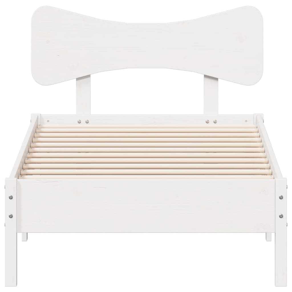 sengeramme uden madras 75x190 cm massivt fyrretræ hvid