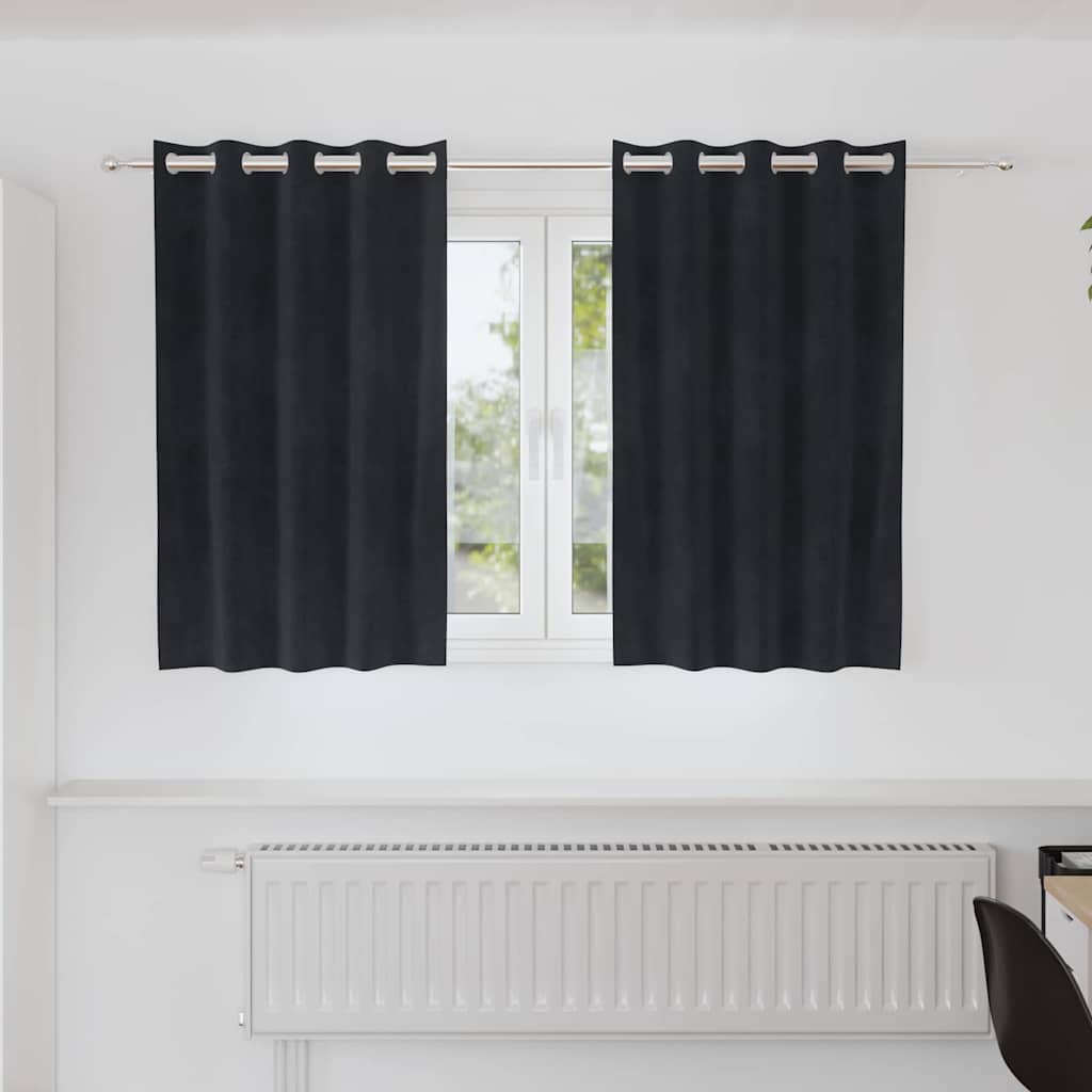 Mørklægningsgardiner 2 stk. Sort 140 x 140 cm Fløjl