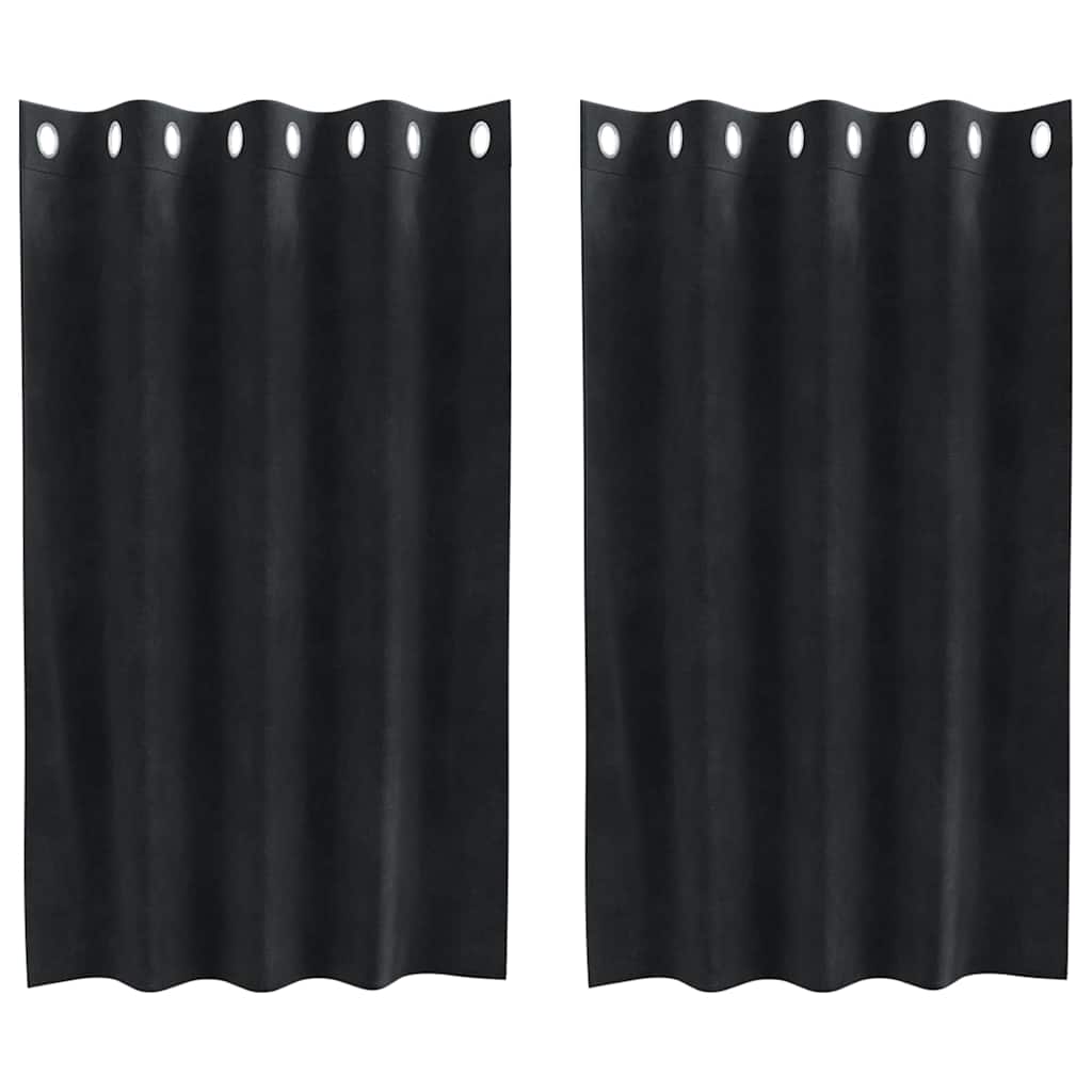 Mørklægningsgardiner 2 stk. Sort 140 x 140 cm Fløjl