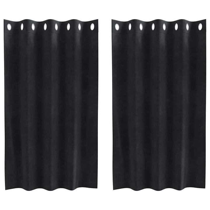 Mørklægningsgardiner 2 stk. Sort 140 x 140 cm Fløjl