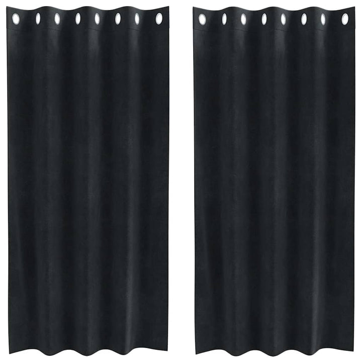 Mørklægningsgardiner 2 pcs Sort 140 x 175 cm Fløjl