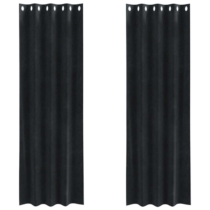 Mørklægningsgardiner 2 stk. Sort 140 x 225 cm Fløjl