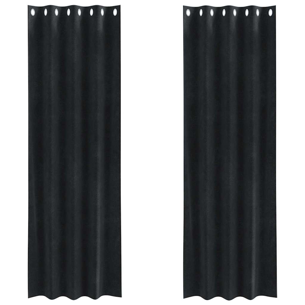 Mørklægningsgardiner 2 stk. Sort 140 x 245 cm Fløjl