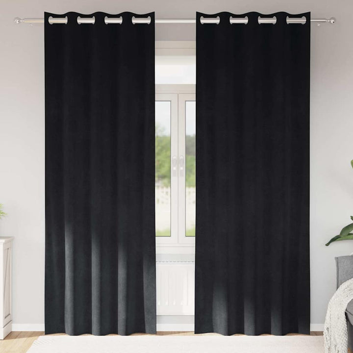 Mørklægningsgardiner 2 stk. Sort 140 x 260 cm Fløjl