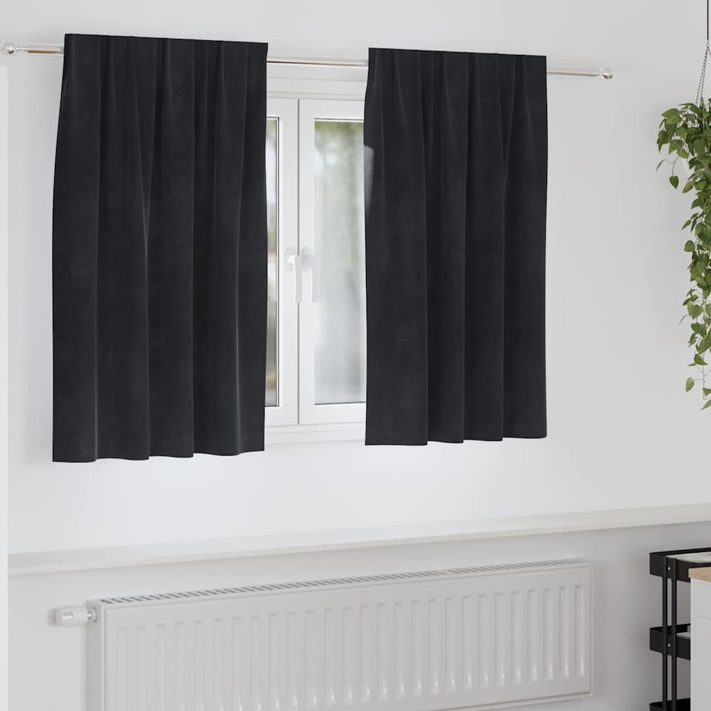 Mørklægningsgardiner 2 pcs Sort 140 x 140 cm Fløjl