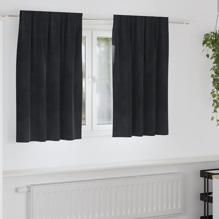Mørklægningsgardiner 2 pcs Sort 140 x 140 cm Fløjl
