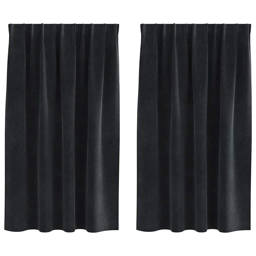 Mørklægningsgardiner 2 pcs Sort 140 x 140 cm Fløjl