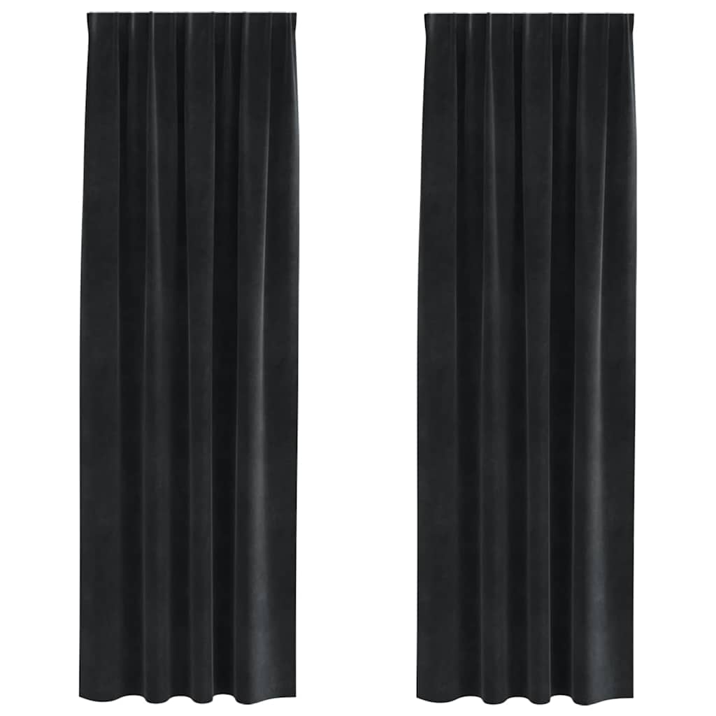 Mørklægningsgardiner 2 stk. Sort 140 x 225 cm Fløjl