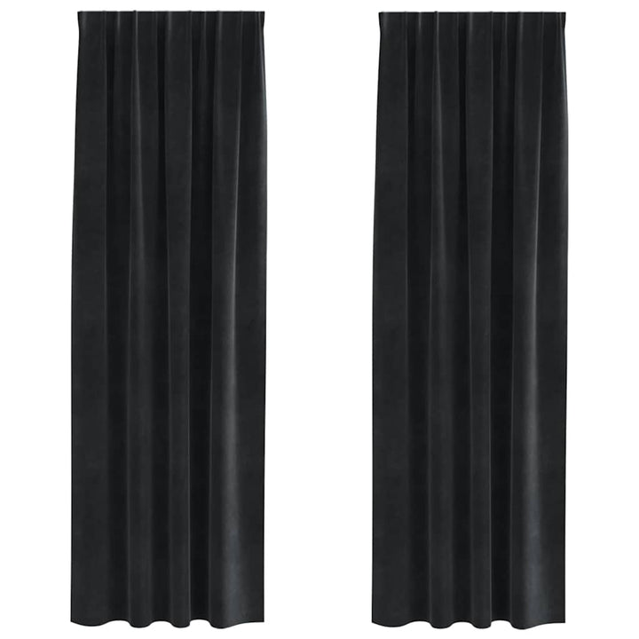 Mørklægningsgardiner 2 stk. Sort 140 x 225 cm Fløjl