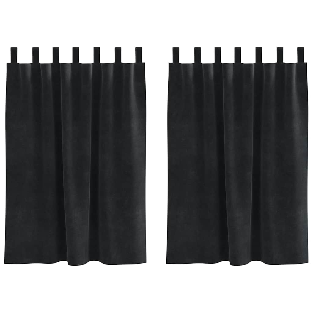 Mørklægningsgardiner 2 pcs Sort 140 x 140 cm Fløjl
