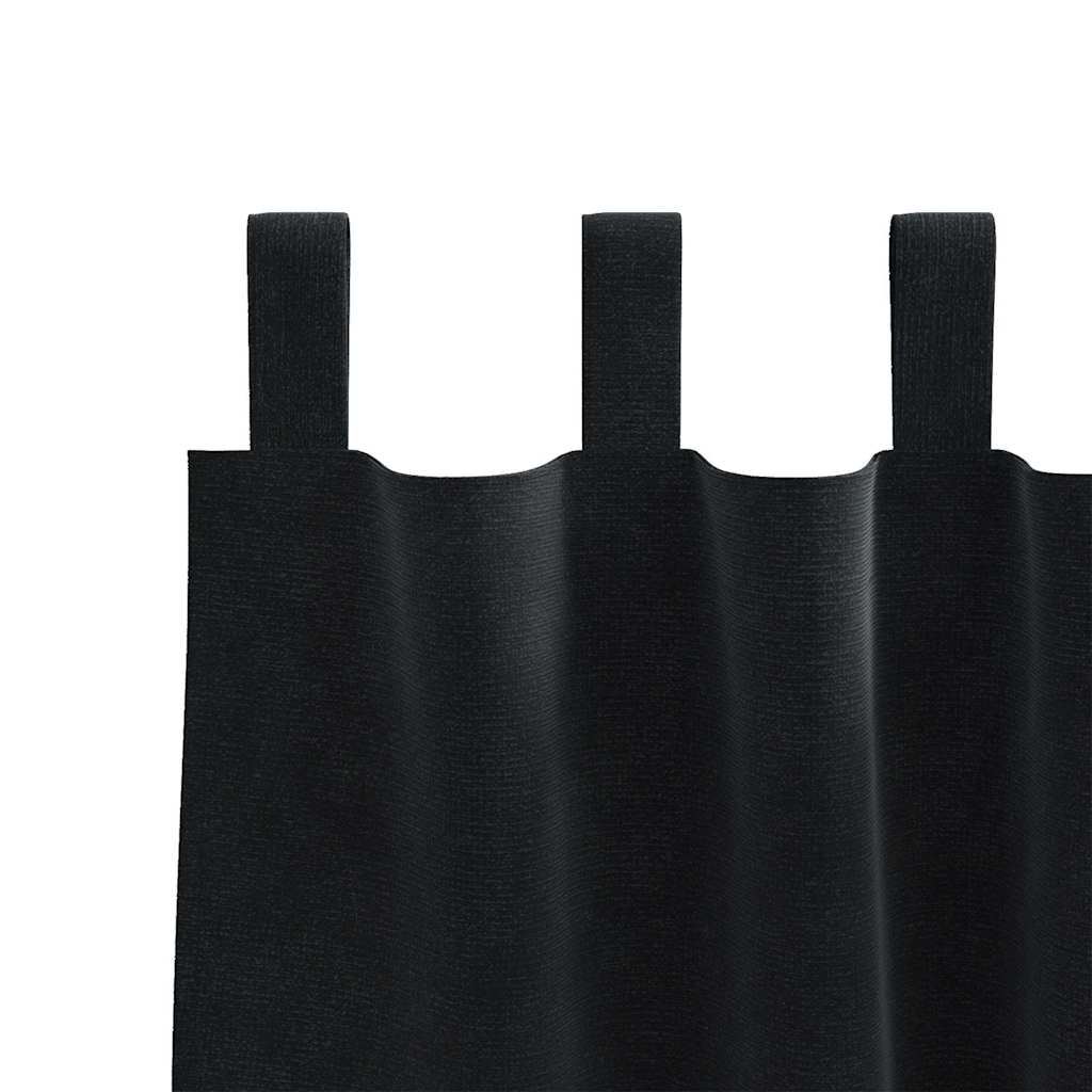 Mørklægningsgardiner 2 stk. Sort 140 x 175 cm Fløjl