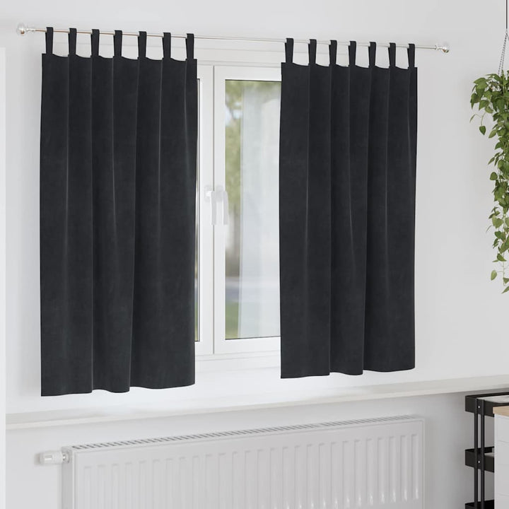 Mørklægningsgardiner 2 stk. Sort 140 x 175 cm Fløjl