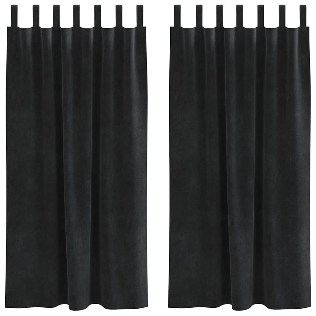 Mørklægningsgardiner 2 stk. Sort 140 x 175 cm Fløjl
