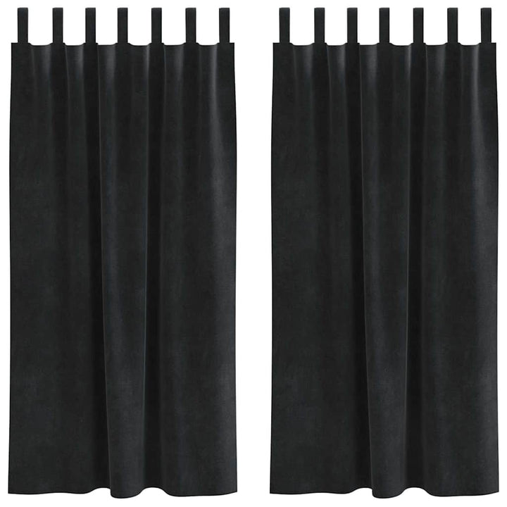 Mørklægningsgardiner 2 stk. Sort 140 x 175 cm Fløjl