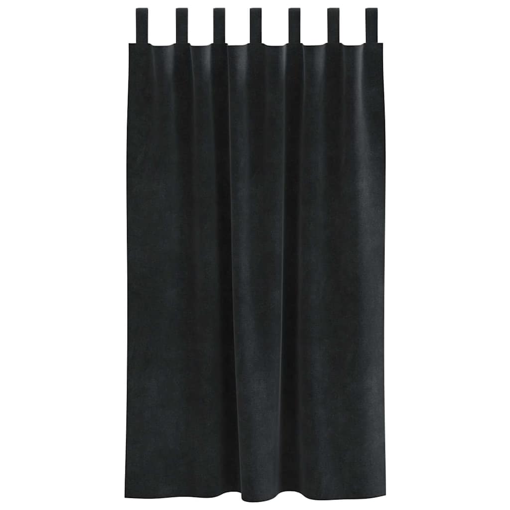 Mørklægningsgardiner 2 stk. Sort 140 x 175 cm Fløjl