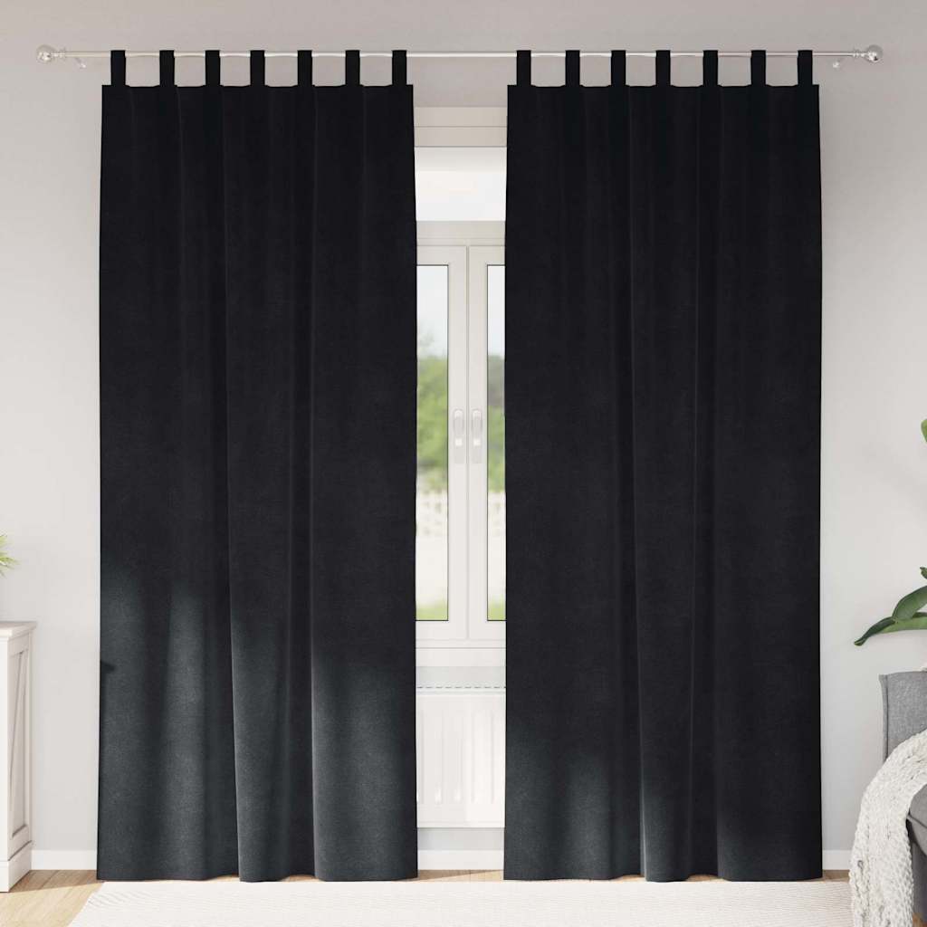 Mørklægningsgardiner 2 pcs Sort 140 x 225 cm Fløjl