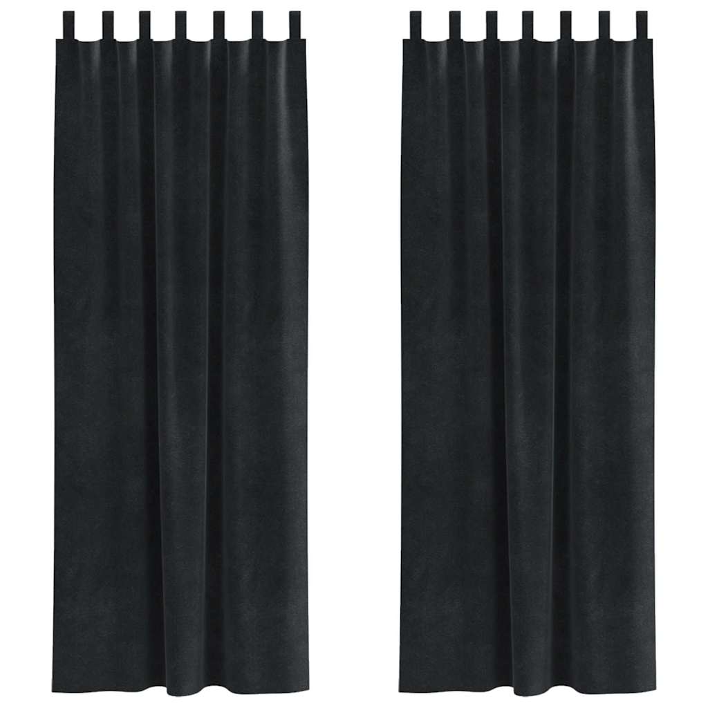 Mørklægningsgardiner 2 pcs Sort 140 x 225 cm Fløjl