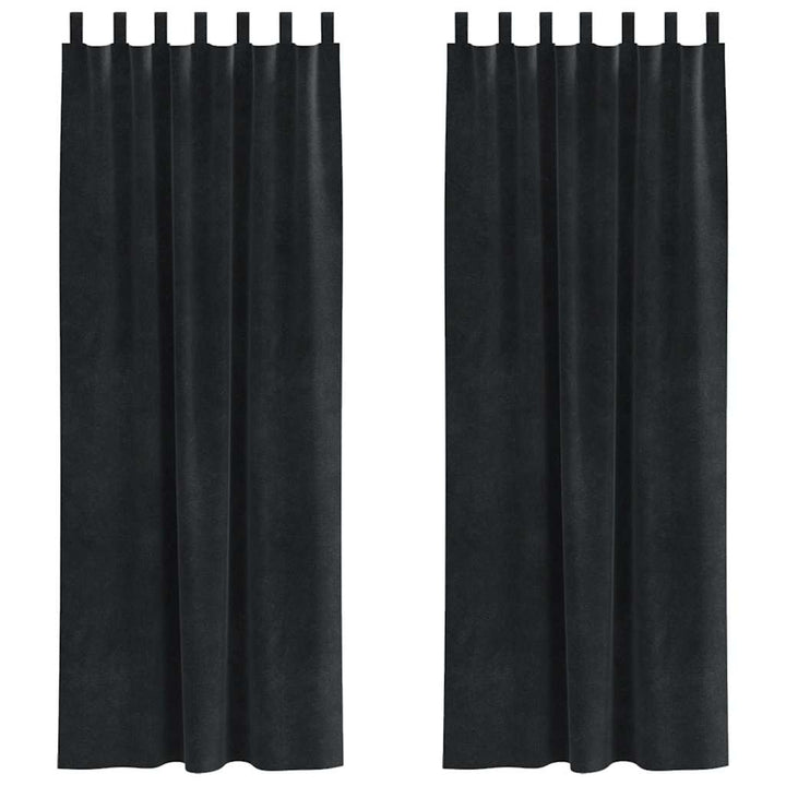 Mørklægningsgardiner 2 pcs Sort 140 x 225 cm Fløjl