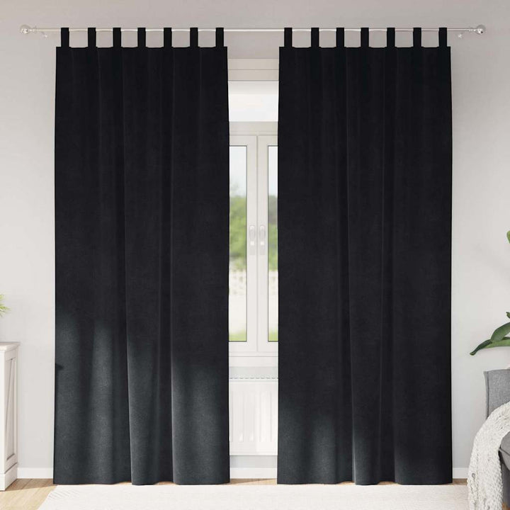 Mørklægningsgardiner 2 pcs Sort 140 x 260 cm Fløjl