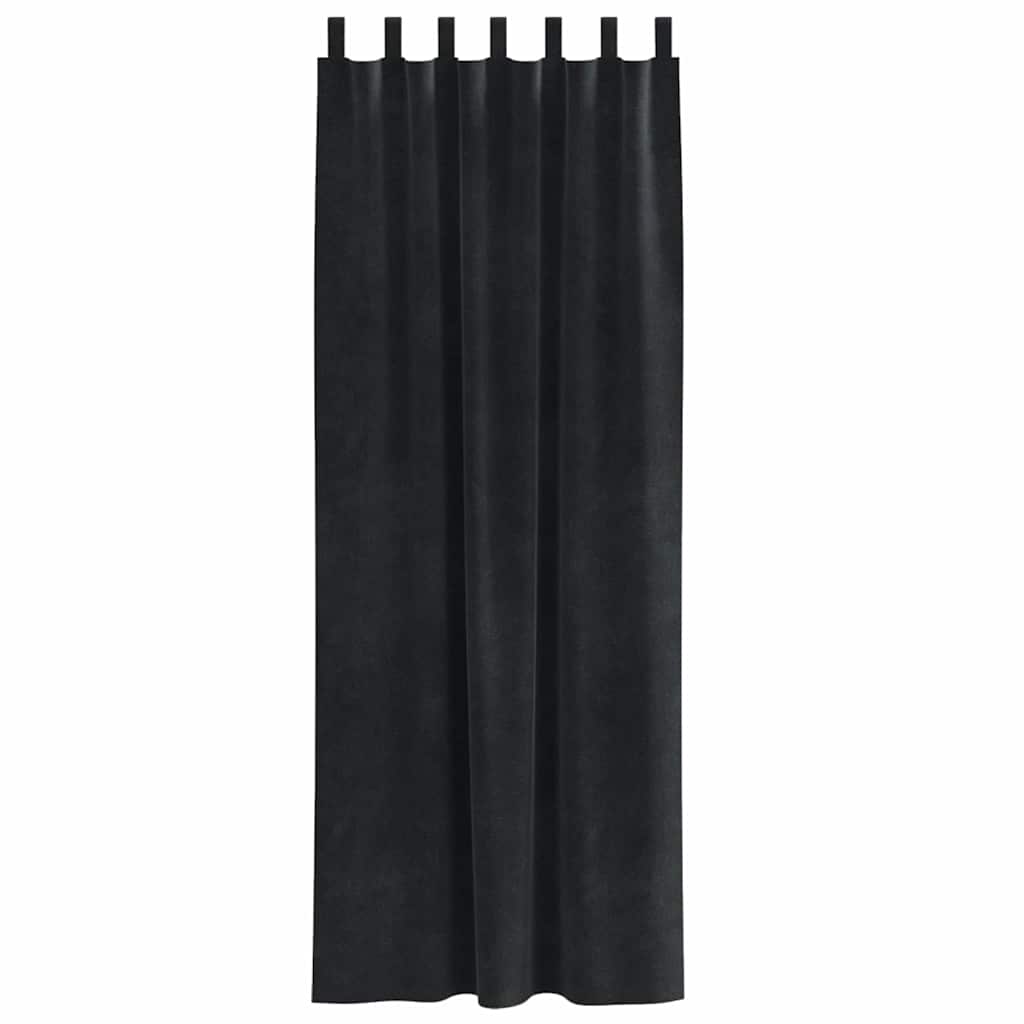 Mørklægningsgardiner 2 pcs Sort 140 x 260 cm Fløjl