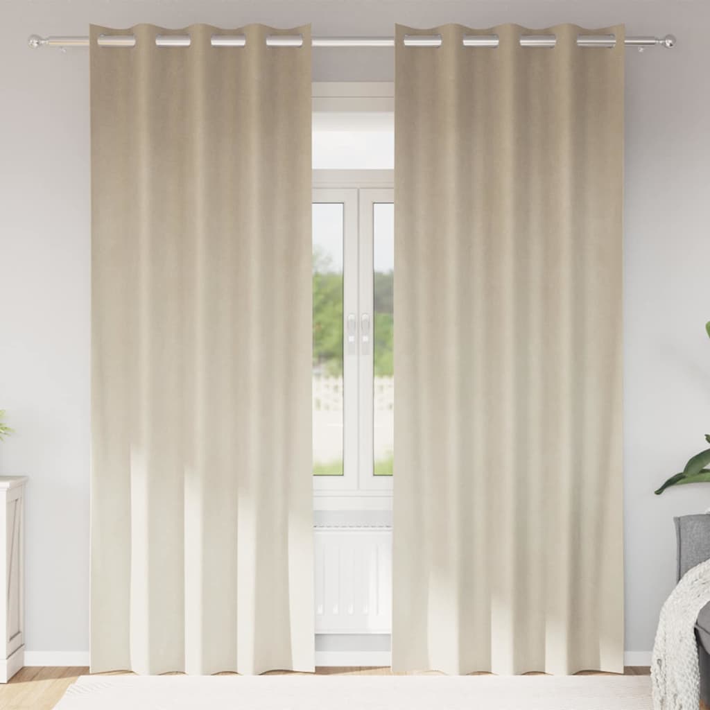 Mørklægningsgardiner 2 stk. Creme 140 x 260 cm Fløjl