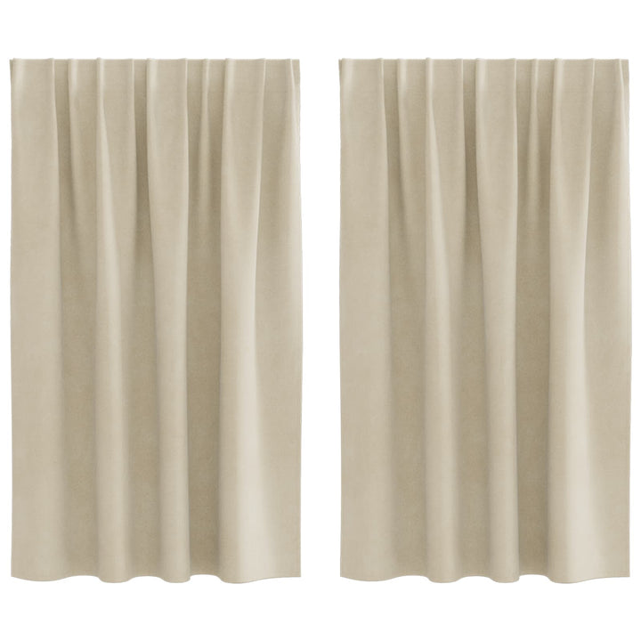 Mørklægningsgardiner 2 pcs Creme 140 x 140 cm Fløjl