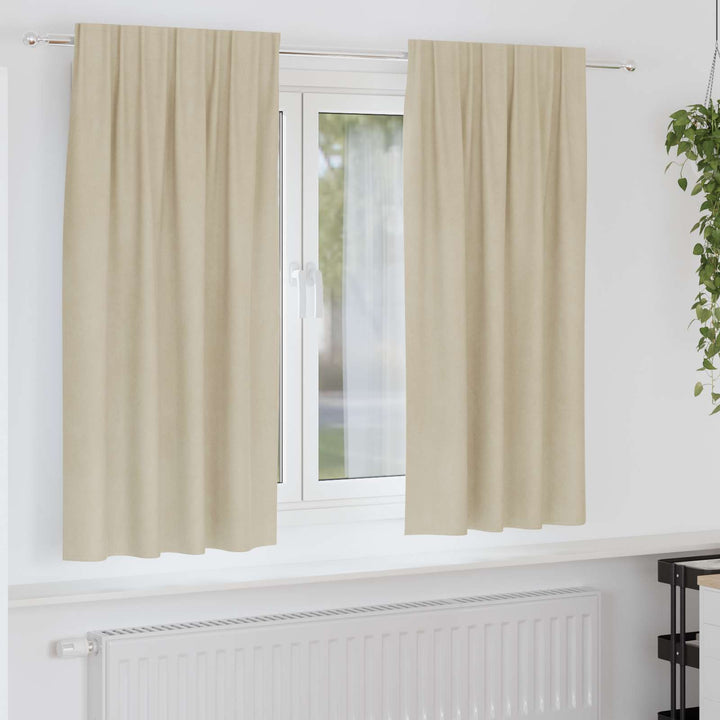 Mørklægningsgardiner 2 pcs Creme 140 x 175 cm Fløjl