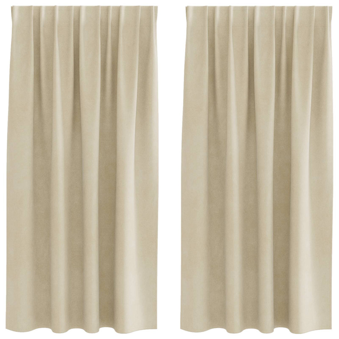 Mørklægningsgardiner 2 pcs Creme 140 x 175 cm Fløjl