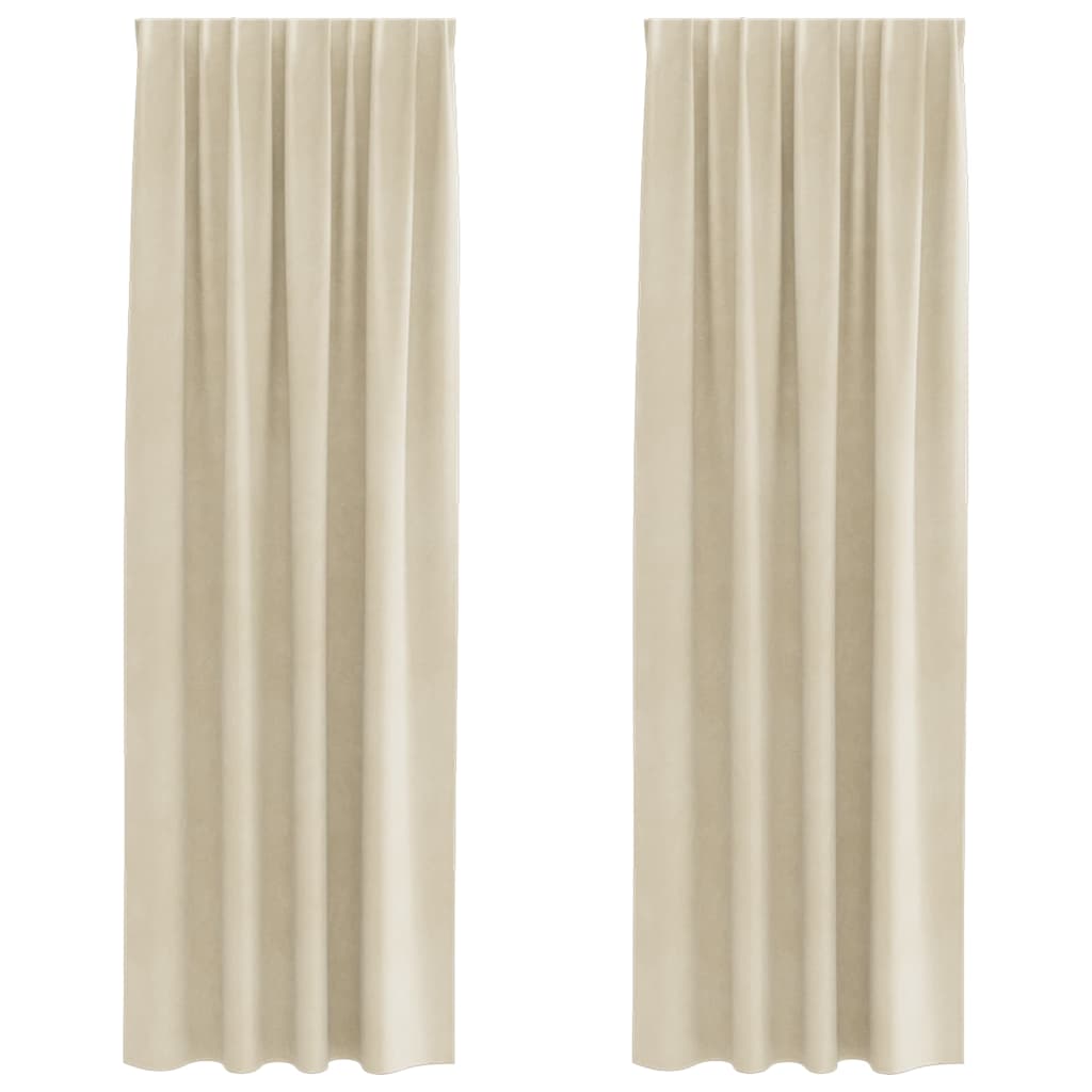 Mørklægningsgardiner 2 pcs Creme 140 x 225 cm Fløjl