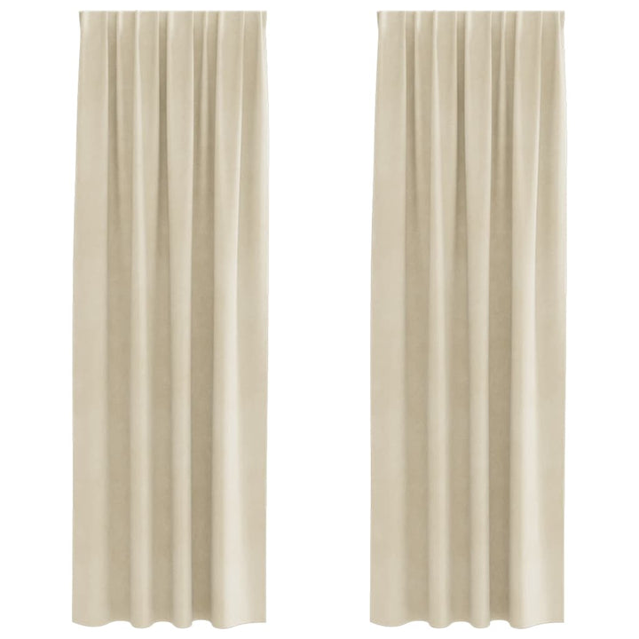 Mørklægningsgardiner 2 pcs Creme 140 x 225 cm Fløjl