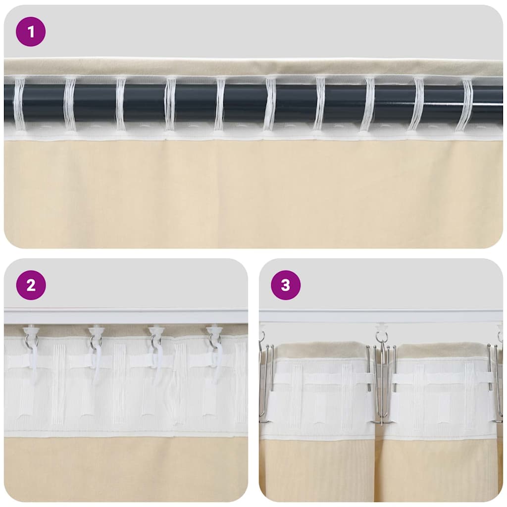 Mørklægningsgardiner 2 pcs Creme 140 x 245 cm Fløjl